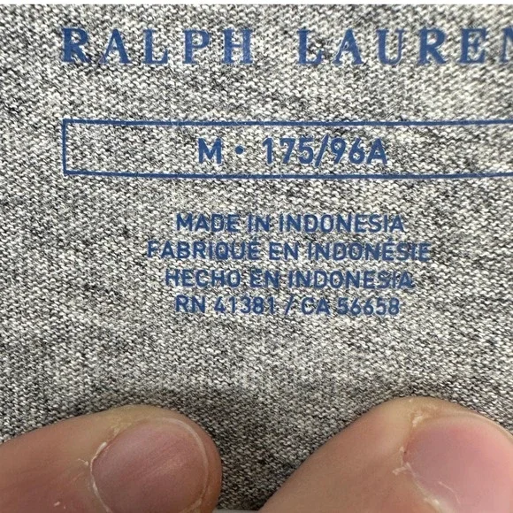 Polo Ralph Lauren Adult Mens T-Shirt Medium Grey Crewneck Long Sleeve Tee NEW